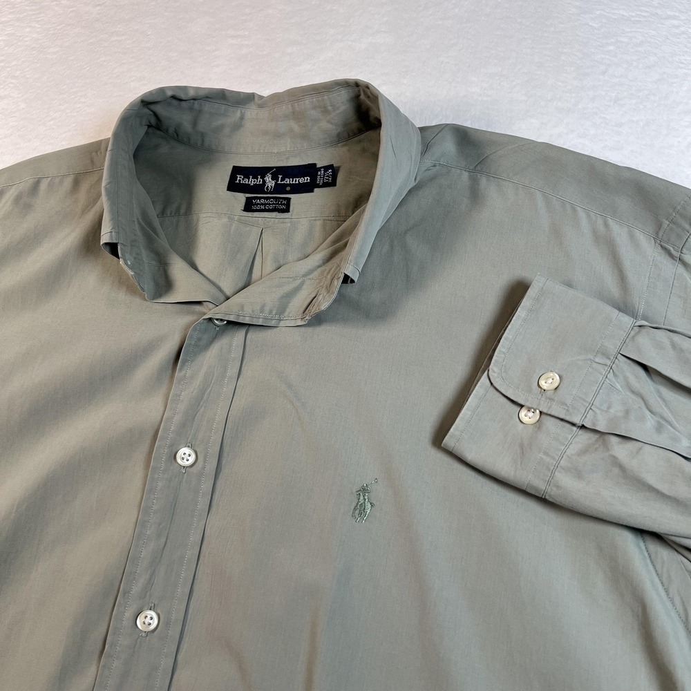 Ralph Lauren Shirt‎ Mens 17.5 34/35 Green Yarmouth Button Down Dress Shirt